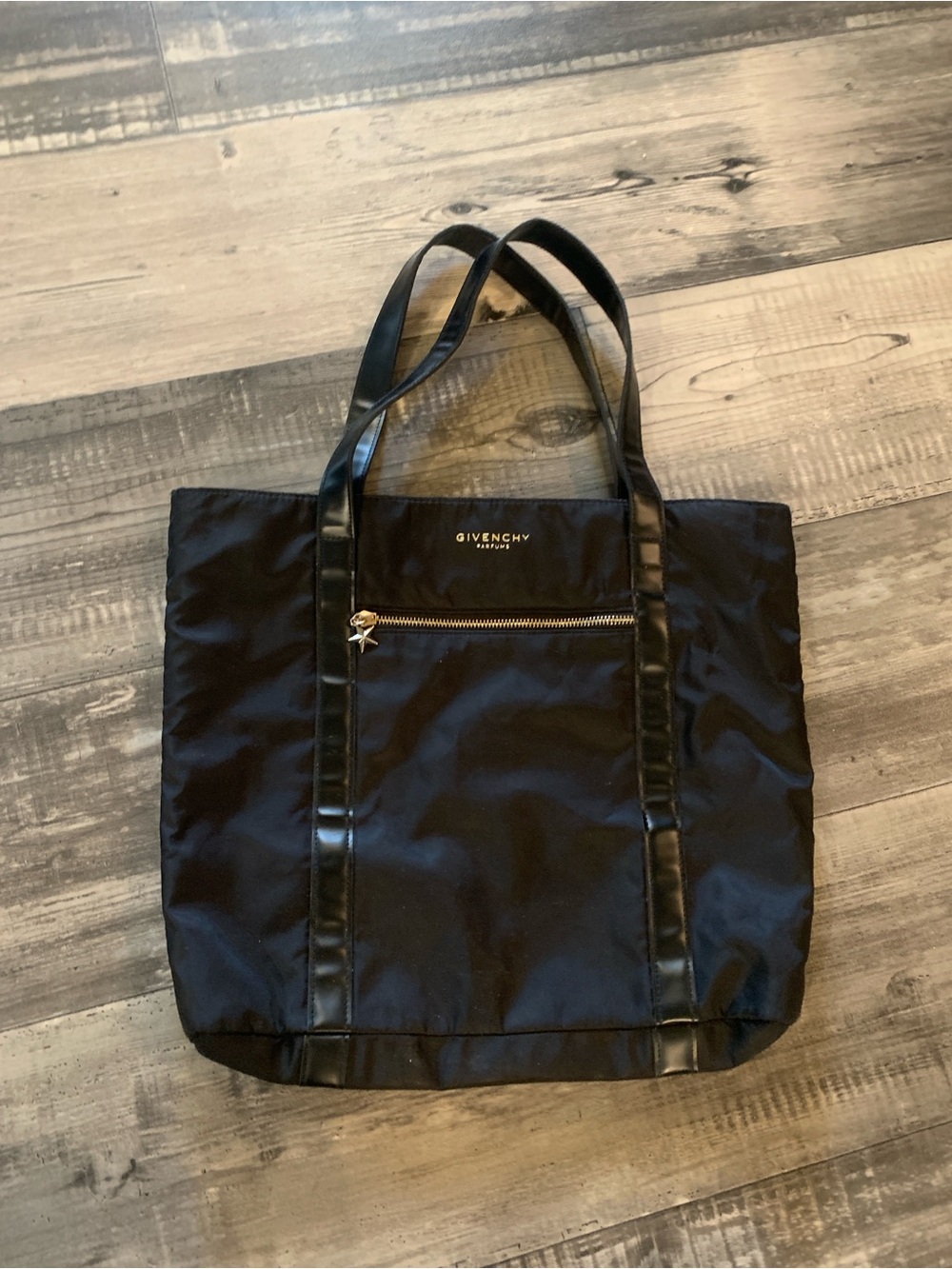 Givenchy Black Nylon Shopper Tote with Gold-Tone Zip